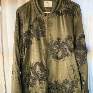 Fashionova olive dragon design jacket